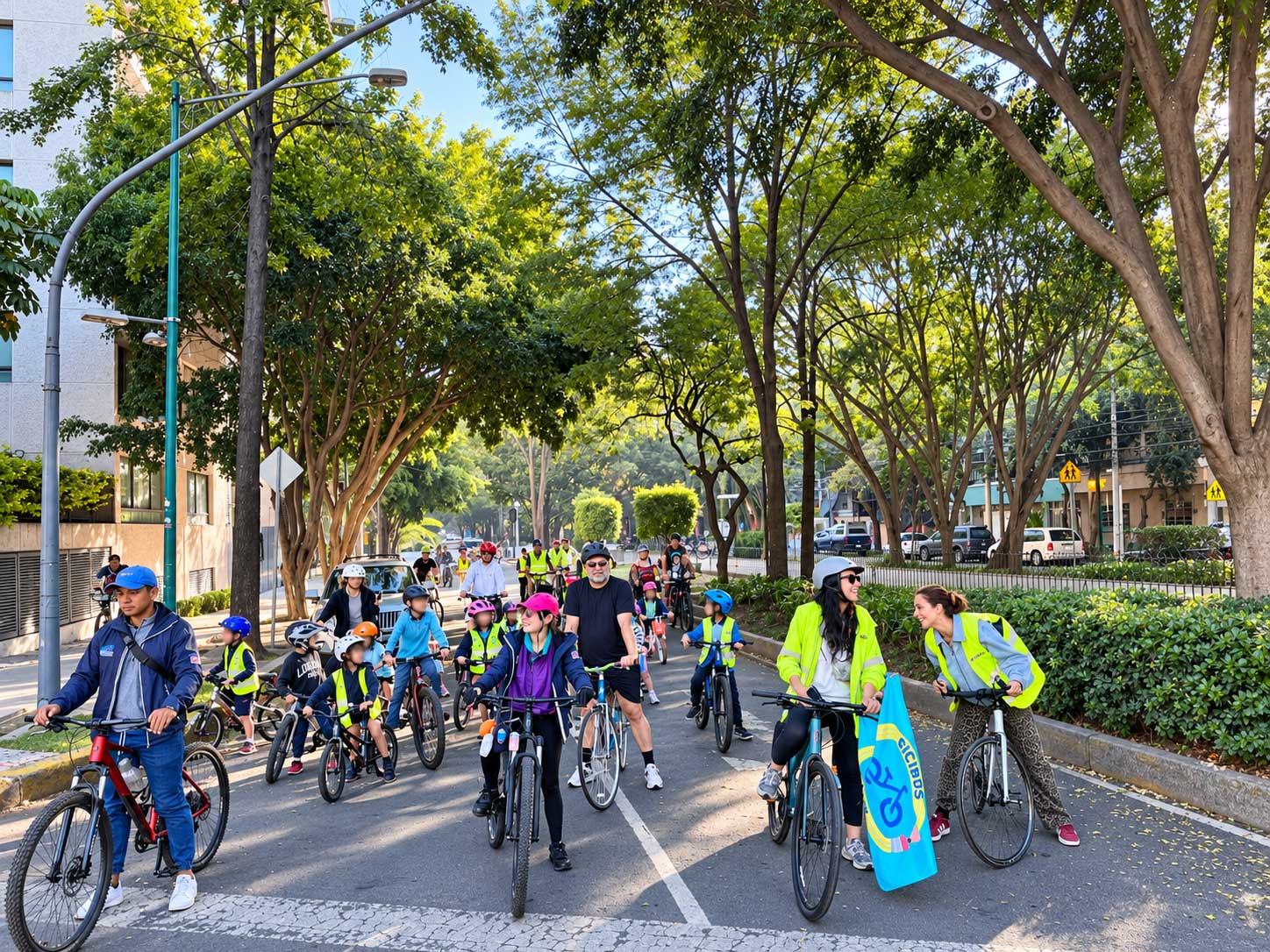 familia montando en bicicleta